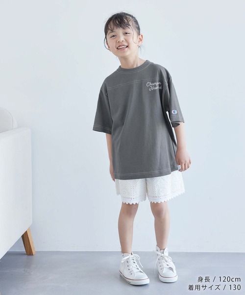 Champion（チャンピオン）の「【KIDS】【Champion/チャンピオン】SHORT SLEEVE BACK LOGO Tシャツ（Tシャツ/カットソー・キッズ・チャコールグレー/キナリ・120/130/140/150）」の3枚目の写真