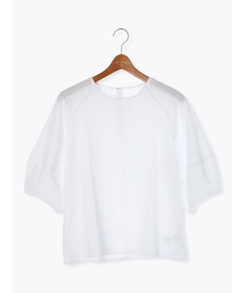 Lugnoncure（ルノンキュール）の「バックファスナーサッカーブラウス（シャツ/ブラウス・レディース・オフホワイト/ブラック/ネイビー・F）」の12枚目の写真