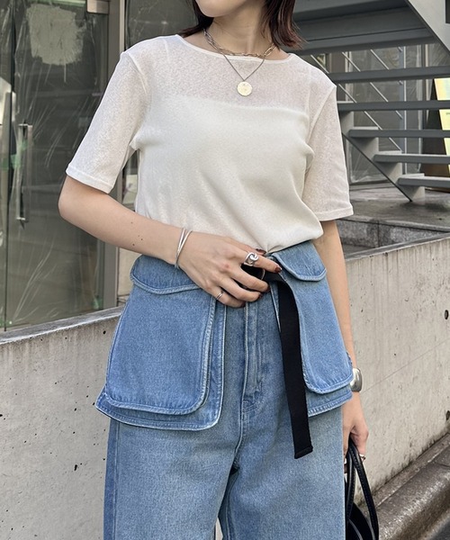 COLLAGE GALLARDAGALANTE（コラージュガリャルダガランテ）の「ドライシアー半袖Tシャツ（Tシャツ/カットソー・レディース・ホワイト/ブラック・FREE）」の15枚目の写真