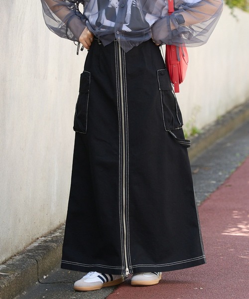 RAGEBLUE(レイジブルー)の「BIGポケット/Wジップスリットワークスカート2(デニムスカート・レディース・オリーブ/ブルー/ブラック・FREE)」の17枚目の写真