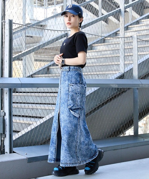 RAGEBLUE(レイジブルー)の「BIGポケット/Wジップスリットワークスカート2(デニムスカート・レディース・オリーブ/ブルー/ブラック・FREE)」の19枚目の写真