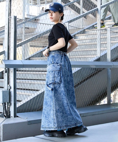 RAGEBLUE(レイジブルー)の「BIGポケット/Wジップスリットワークスカート2(デニムスカート・レディース・オリーブ/ブルー/ブラック・FREE)」の21枚目の写真