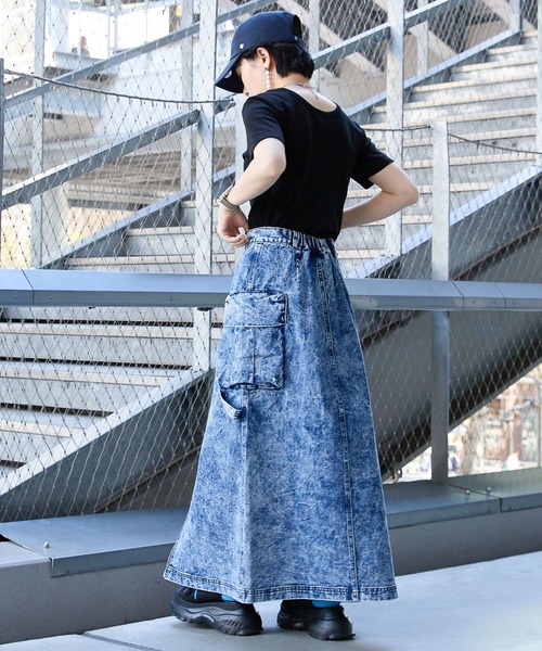 RAGEBLUE(レイジブルー)の「BIGポケット/Wジップスリットワークスカート2(デニムスカート・レディース・オリーブ/ブルー/ブラック・FREE)」の22枚目の写真