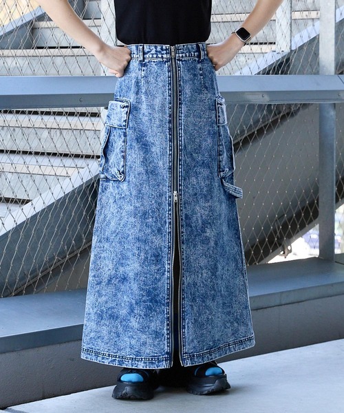 RAGEBLUE(レイジブルー)の「BIGポケット/Wジップスリットワークスカート2(デニムスカート・レディース・オリーブ/ブルー/ブラック・FREE)」の11枚目の写真