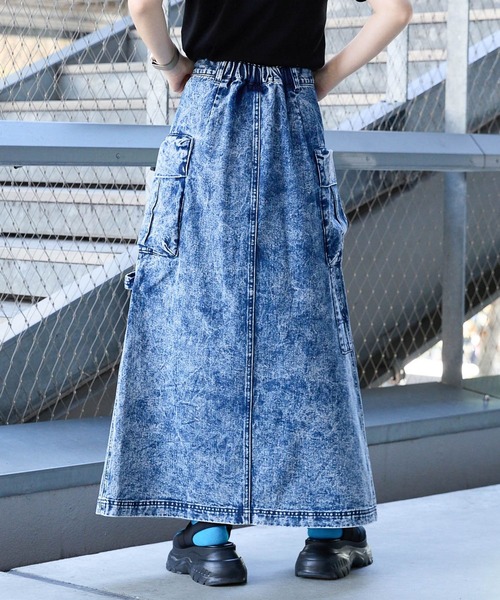 RAGEBLUE(レイジブルー)の「BIGポケット/Wジップスリットワークスカート2(デニムスカート・レディース・オリーブ/ブルー/ブラック・FREE)」の14枚目の写真