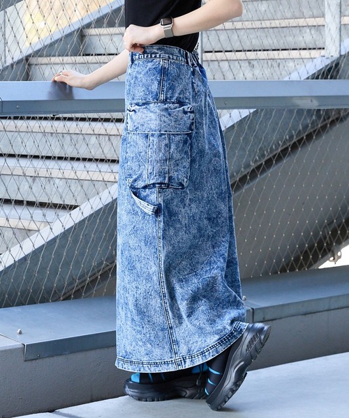 RAGEBLUE(レイジブルー)の「BIGポケット/Wジップスリットワークスカート2(デニムスカート・レディース・オリーブ/ブルー/ブラック・FREE)」の15枚目の写真