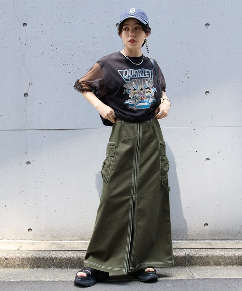 RAGEBLUE(レイジブルー)の「BIGポケット/Wジップスリットワークスカート2(デニムスカート・レディース・オリーブ/ブルー/ブラック・FREE)」の16枚目の写真