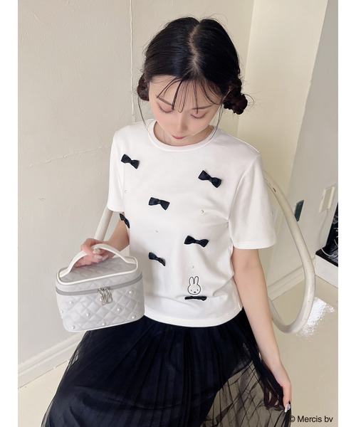 MIIA(ミーア)の「miffy パールリボンTシャツ(Tシャツ/カットソー・レディース・オフホワイト/ブラック・FREE)」の15枚目の写真