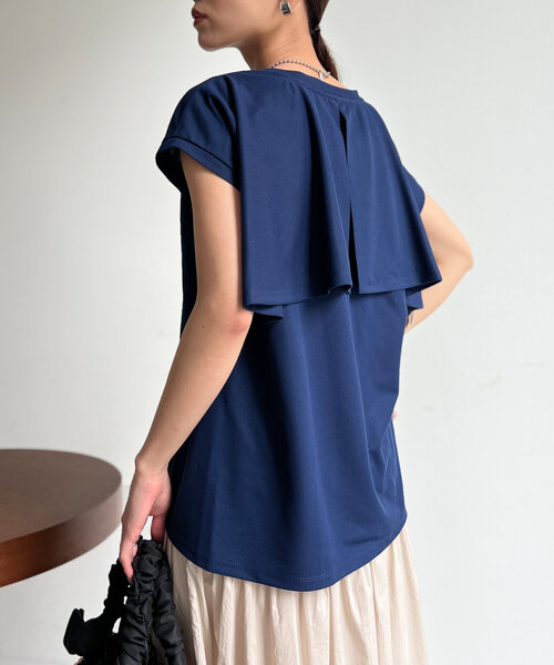 【最終価格】BACK RUFFLED TOP ネイビー　36 最終価格】BACK RUFFLED TOP ネイビー36
