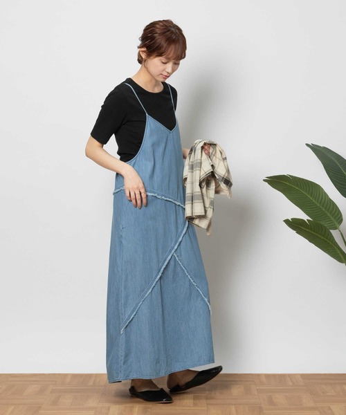 BACK NUMBER（バックナンバー）の「【BACK NUMBER】切替デザインデニムキャミワンピース（シャツワンピース・レディース・ライトインディゴブルー・L/XL/M）」の3枚目の写真