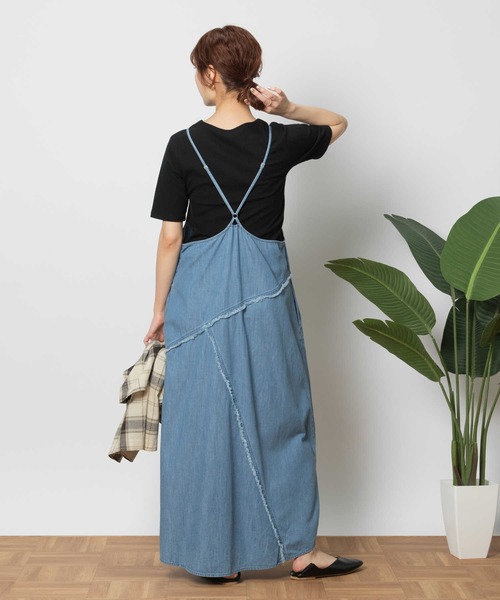 BACK NUMBER（バックナンバー）の「【BACK NUMBER】切替デザインデニムキャミワンピース（シャツワンピース・レディース・ライトインディゴブルー・L/XL/M）」の5枚目の写真