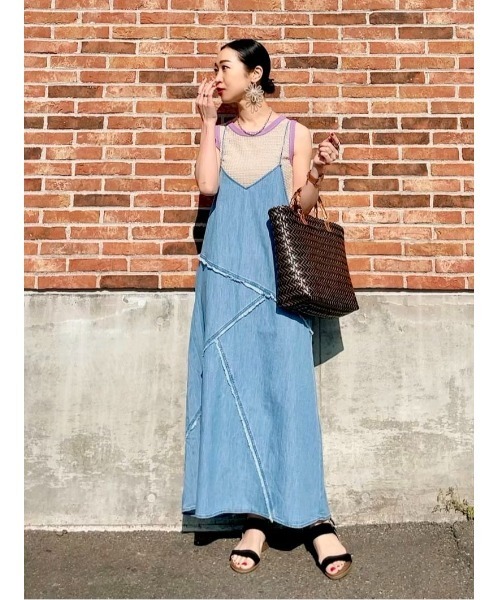 BACK NUMBER】切替デザインデニムキャミワンピース（シャツ