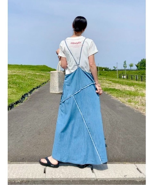 BACK NUMBER（バックナンバー）の「【BACK NUMBER】切替デザインデニムキャミワンピース（シャツワンピース・レディース・ライトインディゴブルー・L/XL/M）」の15枚目の写真