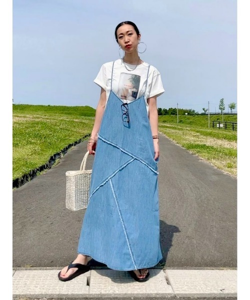 BACK NUMBER（バックナンバー）の「【BACK NUMBER】切替デザインデニムキャミワンピース（シャツワンピース・レディース・ライトインディゴブルー・L/XL/M）」の14枚目の写真