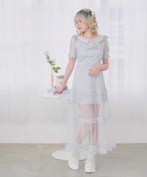 DearMyLoveRose（ディアマイラブローズ）の「フリル襟ポロトップス（Tシャツ/カットソー・レディース・ベビーピンク/ブラック/ブラック×ホワイト/ライトグレー・3L/LL/LARGE/MEDIUM）」の22枚目の写真