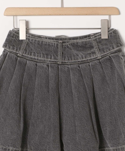 Heather（ヘザー）の「ベルト付きプリーツデニムミニスカート  127406（デニムスカート・レディース・ブルー/グレー・S/M）」の9枚目の写真