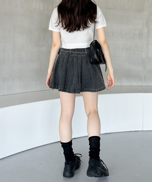 Heather（ヘザー）の「ベルト付きプリーツデニムミニスカート  127406（デニムスカート・レディース・ブルー/グレー・S/M）」の14枚目の写真