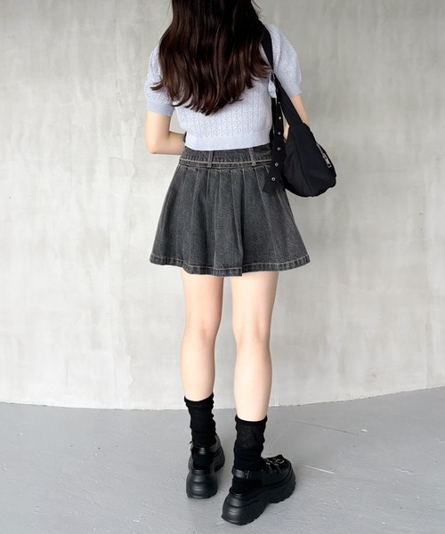 Heather（ヘザー）の「ベルト付きプリーツデニムミニスカート  127406（デニムスカート・レディース・ブルー/グレー・S/M）」の18枚目の写真