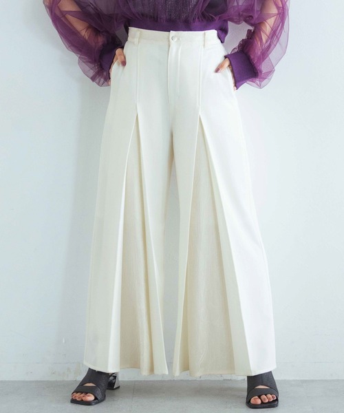 HARE（ハレ）の「センタージャガードワイドパンツ(HARE)（スラックス・レディース・ブラック/ホワイト・FREE）」の2枚目の写真