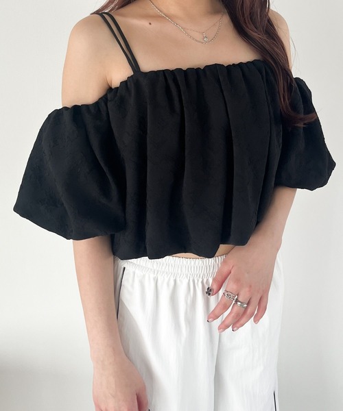 Heather（ヘザー）の「オフショルバルーンブラウス（半袖）　127440（シャツ/ブラウス・レディース・オフホワイト/ブラック/ピンク・FREE）」の3枚目の写真