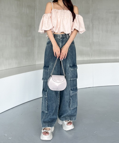 Heather（ヘザー）の「オフショルバルーンブラウス（半袖）　127440（シャツ/ブラウス・レディース・オフホワイト/ブラック/ピンク・FREE）」の13枚目の写真