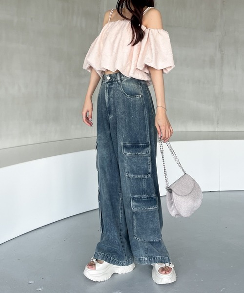 Heather（ヘザー）の「オフショルバルーンブラウス（半袖）　127440（シャツ/ブラウス・レディース・オフホワイト/ブラック/ピンク・FREE）」の14枚目の写真