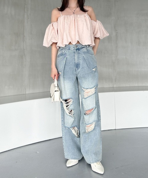 Heather（ヘザー）の「オフショルバルーンブラウス（半袖）　127440（シャツ/ブラウス・レディース・オフホワイト/ブラック/ピンク・FREE）」の19枚目の写真