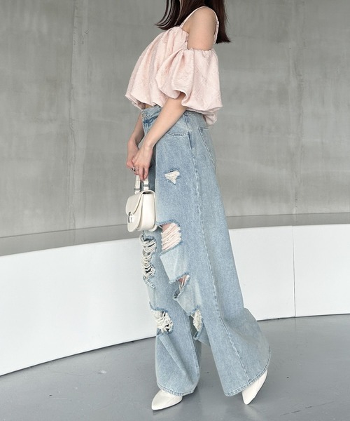 Heather（ヘザー）の「オフショルバルーンブラウス（半袖）　127440（シャツ/ブラウス・レディース・オフホワイト/ブラック/ピンク・FREE）」の20枚目の写真