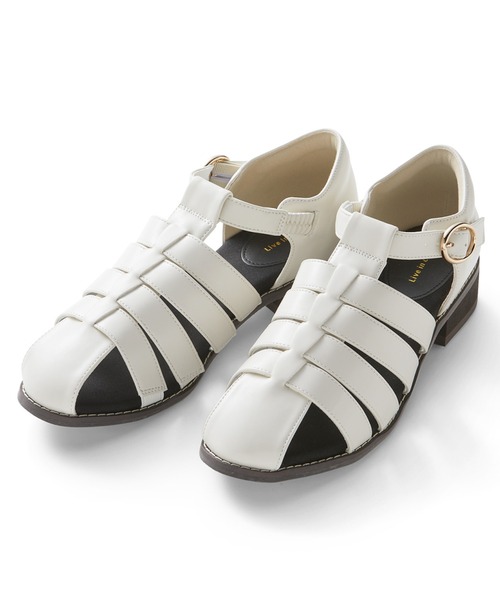 Live in comfort(リブインコンフォート)の「リブ イン コンフォート 甲をすっぽり覆って歩きやすい 大人グルカサンダル(サンダル・レディース・アイボリー/ブラック・6/5/4/3/2/1)」の8枚目の写真