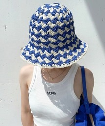 ISOOK | ツートンペーパーハット(comochi select) / 幾何学模様 ジオメトリック 柄 チューリップハット バケハ(ハット)