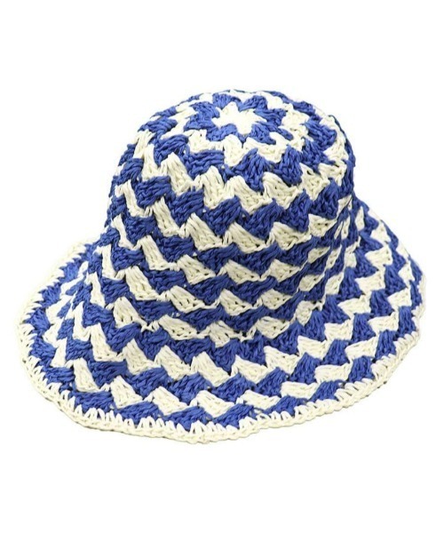 ISOOK（アイスー）の「ツートンペーパーハット(comochi select) / 幾何学模様 ジオメトリック 柄 チューリップハット バケハ（ハット・レディース・ブルー・FREE）」の2枚目の写真