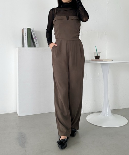 セール】ビスチェデザインオールインワン（つなぎ/オールインワン