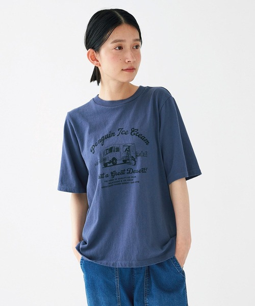Sunny clouds（サニークラウズ）の「サニークラウズ　アイス好きなＴシャツ〈レディース〉（Tシャツ/カットソー・レディース・ブルー/ホワイト/チャコール・LARGE/MEDIUM/XX-LARGE/X-LARGE）」の2枚目の写真