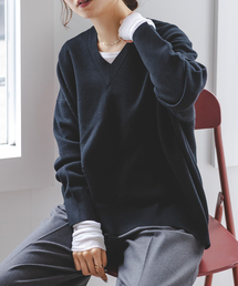 ファインメリノウールVネックニット