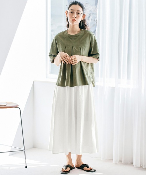 and myera（アンド マイラ）の「ａｎｄ　ｍｙｅｒａ　布はくのＴトップス（シャツ/ブラウス・レディース・ブラック/ホワイト/カーキ・MEDIUM/LARGE/X-LARGE/SMALL）」の5枚目の写真