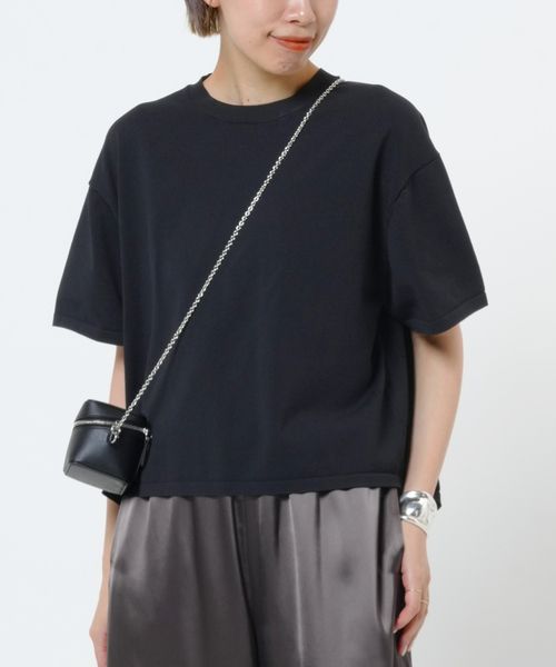 AP STUDIO（エーピーストゥディオ）の「追加3 ニットクロップドティー（ニット/セーター・レディース・ブラック/ホワイト/ネイビー・FREE）」の3枚目の写真