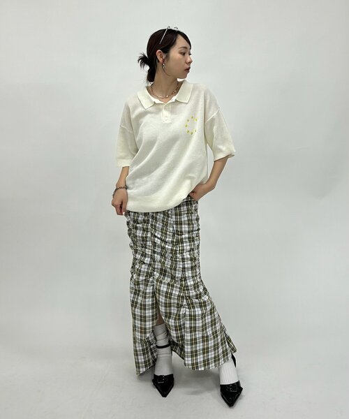 WHO'S WHO gallery（フーズフーギャラリー）の「スターポロシャツ（ポロシャツ・レディース・ネイビー/ブラック/ホワイト・FREE）」の4枚目の写真