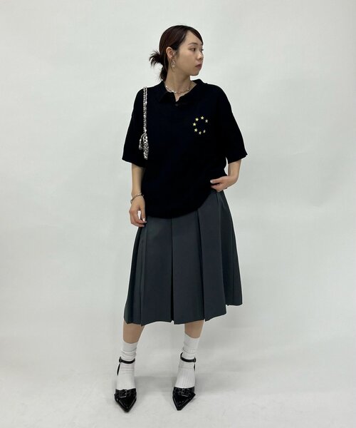 WHO'S WHO gallery（フーズフーギャラリー）の「スターポロシャツ（ポロシャツ・レディース・ネイビー/ブラック/ホワイト・FREE）」の11枚目の写真