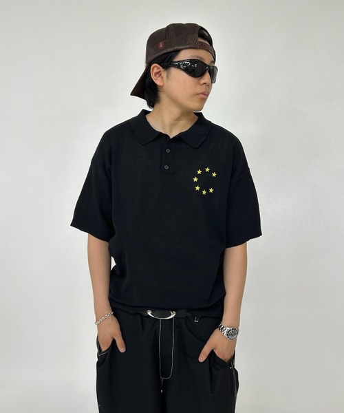 WHO'S WHO gallery（フーズフーギャラリー）の「スターポロシャツ（ポロシャツ・レディース・ネイビー/ブラック/ホワイト・FREE）」の3枚目の写真