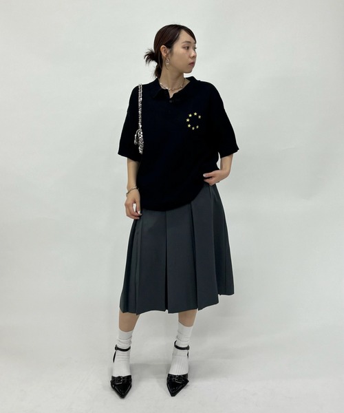 WHO'S WHO gallery（フーズフーギャラリー）の「スターポロシャツ（ポロシャツ・レディース・ネイビー/ブラック/ホワイト・FREE）」の21枚目の写真