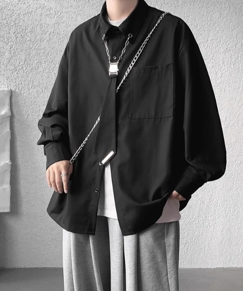 CREARE -LINO-(クレアーレリノ)の「ネクタイ付きシャツ(シャツ/ブラウス・メンズ・ホワイト/ブラック・MEDIUM)」の4枚目の写真
