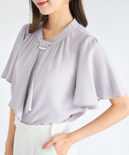 tocco closet（トッコ　クローゼット）の「【ZOZO限定】パールパーツボウタイブラウス（シャツ/ブラウス・レディース・ブラック/オフホワイト/グレー・M）」の3枚目の写真