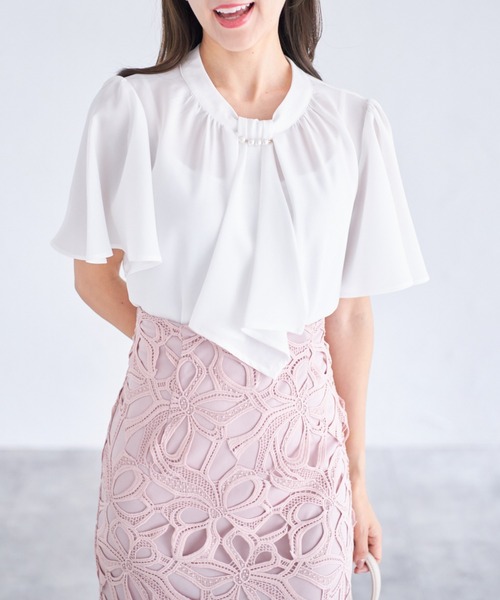 tocco closet（トッコ　クローゼット）の「【ZOZO限定】パールパーツボウタイブラウス（シャツ/ブラウス・レディース・ブラック/オフホワイト/グレー・M）」の9枚目の写真