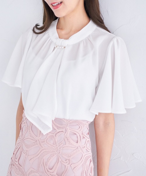 tocco closet（トッコ　クローゼット）の「【ZOZO限定】パールパーツボウタイブラウス（シャツ/ブラウス・レディース・ブラック/オフホワイト/グレー・M）」の7枚目の写真