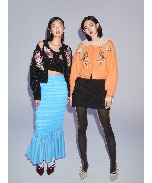 LILY BROWN（リリーブラウン）の「【LILY BROWN×KEITA MARUYAMA】モチーフニットカーディガン（カーディガン/ボレロ・レディース・カーキ/ミント/オレンジ/ドット・FREE）」の6枚目の写真