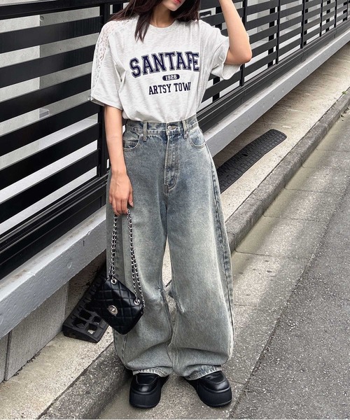 INGNI（イング）の「袖レースドッキングカレッジロゴTシャツ（Tシャツ/カットソー・レディース・オフホワイト/チャコールグレー/オートミール・M）」の16枚目の写真