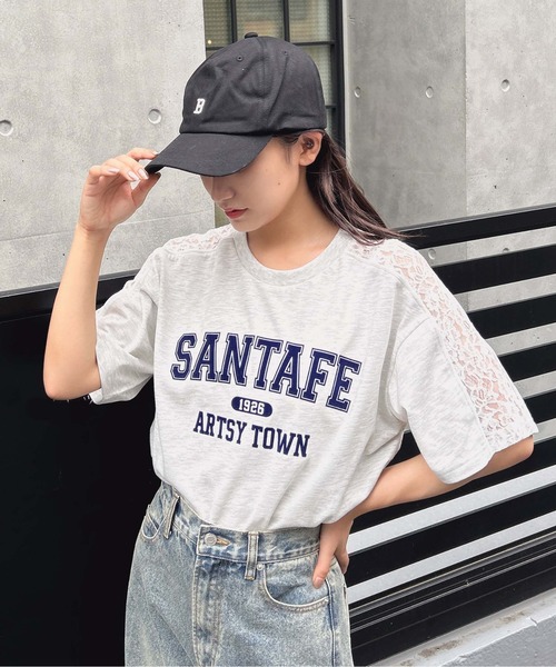 INGNI（イング）の「袖レースドッキングカレッジロゴTシャツ（Tシャツ/カットソー・レディース・オフホワイト/チャコールグレー/オートミール・M）」の11枚目の写真