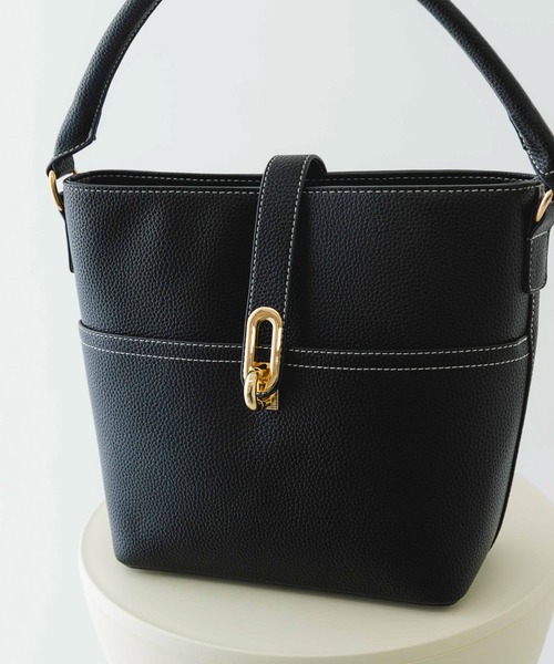 RODE SKO（ロデスコ）の「ワンハンドルステッチバケツバッグ（ハンドバッグ・レディース・ブラック/オレンジ/ベージュ系その他・ONE）」の5枚目の写真