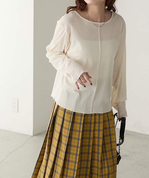 BONLECILL(ボンルシール)の「ベロアチュールメローインナー/プルオーバー(Tシャツ/カットソー・レディース・アイボリー/モカ/ブラック/ピンク/ライトグレー/カーキ/ネイビー/チャコールグレー・FREE)」の11枚目の写真
