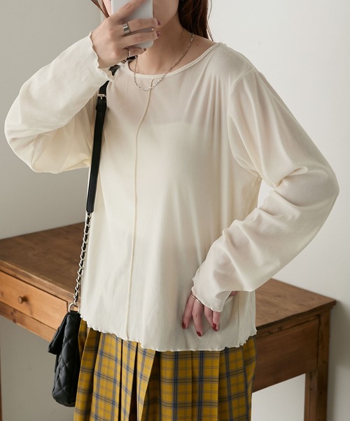 BONLECILL(ボンルシール)の「ベロアチュールメローインナー/プルオーバー(Tシャツ/カットソー・レディース・アイボリー/モカ/ブラック/ピンク/ライトグレー/カーキ/ネイビー/チャコールグレー・FREE)」の16枚目の写真